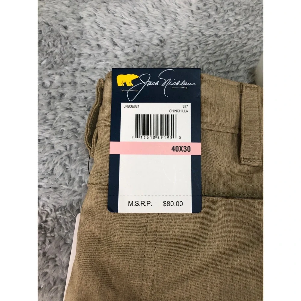 Jack Nicklaus Pants Men 40x30 Chinchilla NWT Golf Stretch Performance UPF 50